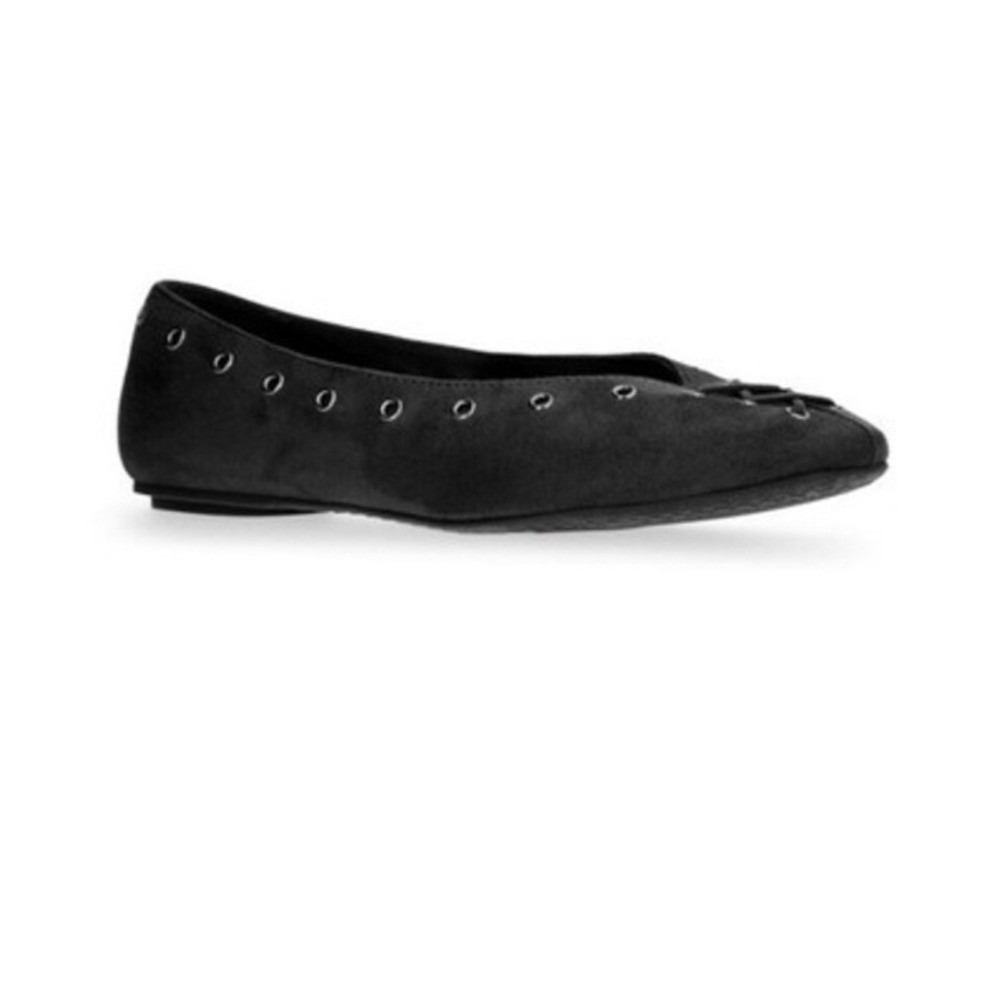 Corset Ballet Flats Black Faux Suede Size 9 New NWT Dark Academia Witchcore - Picture 6 of 11